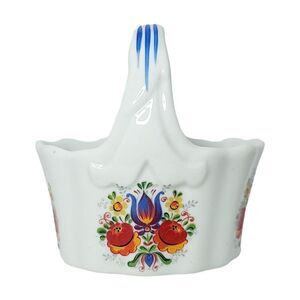 Reutter of Germany Floral Design Porcelain Basket 3" Tall